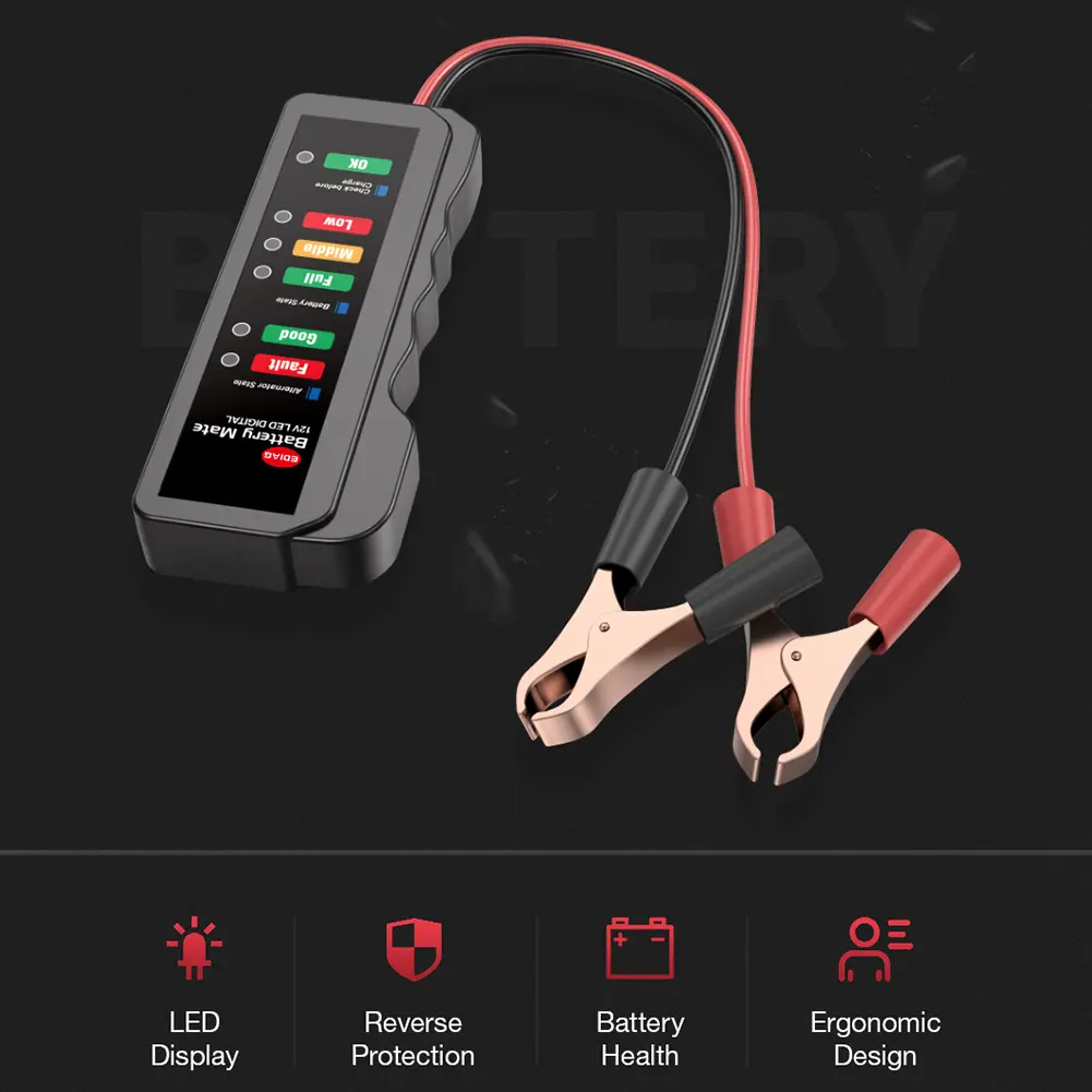 COD FREE Shipping Battery Tester Analyzer with 6 LED Lights Display 12V Car Quick Cranking Charging Circut Alternator Cars Diagnostic Tools