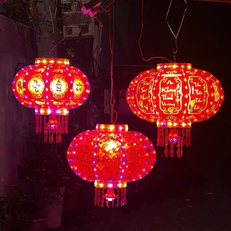 1 Quả mua 2 quả được tặng 1 đèn led 10m Lồng Đèn Điện Quay 360 Độ Led 3D Phản Quang Trang Trí Ngày Tết 2025 Cầu Tài Cầu Cầu Lộc May Mắn lồng đèn