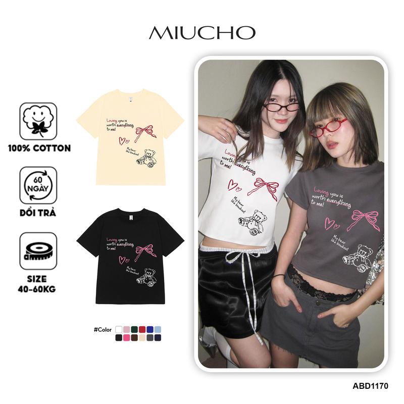 Áo thun baby tee mùa hè form ôm xinh xắn ABD1170 Miucho tay ngắn Cổ tròn hotrend in mix