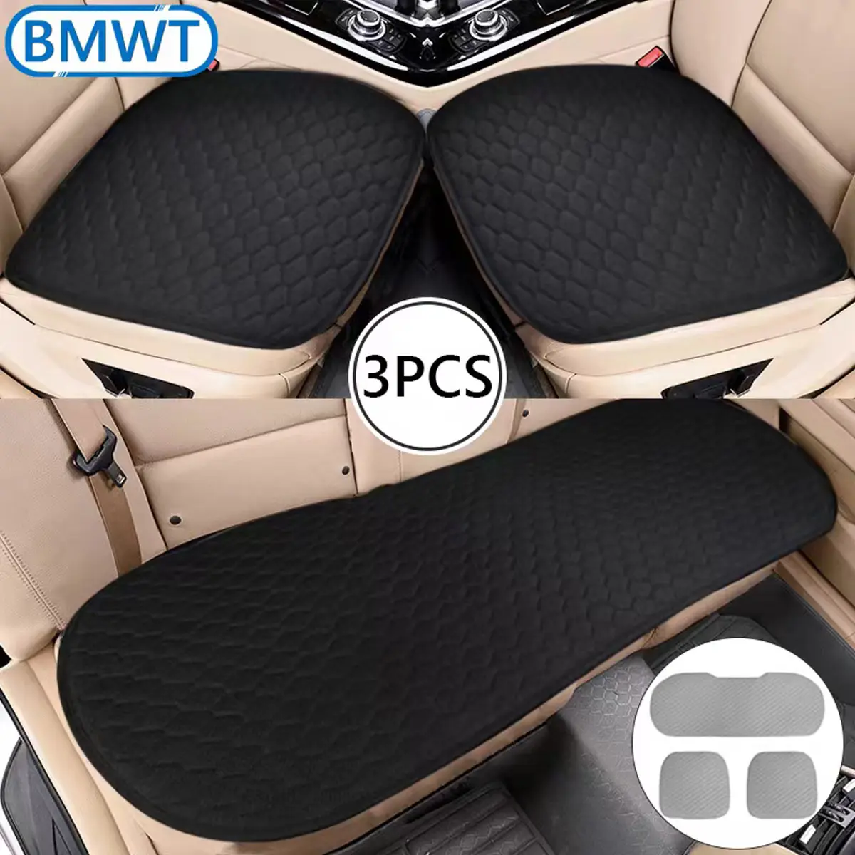 3PCS General Car Seat Cushions set black car seat cover breathable cotton material Car interior decoration supplies