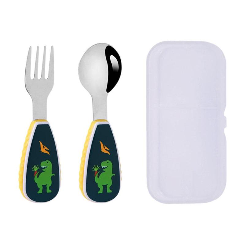 Product Introduction of 1 Set Cute Tableware Food Training Spoon Dessert Spoon For Children Feeding Spoon Fork Baby U0F6 24