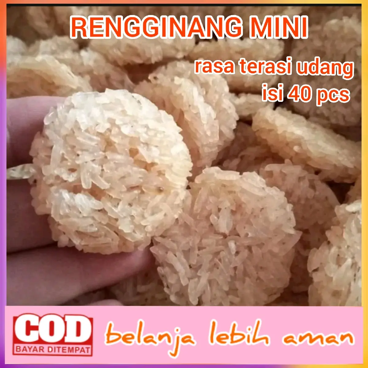 Rengginang terasi merk delumi isi 40 pcs ukuran mini/ renginang mentah ...