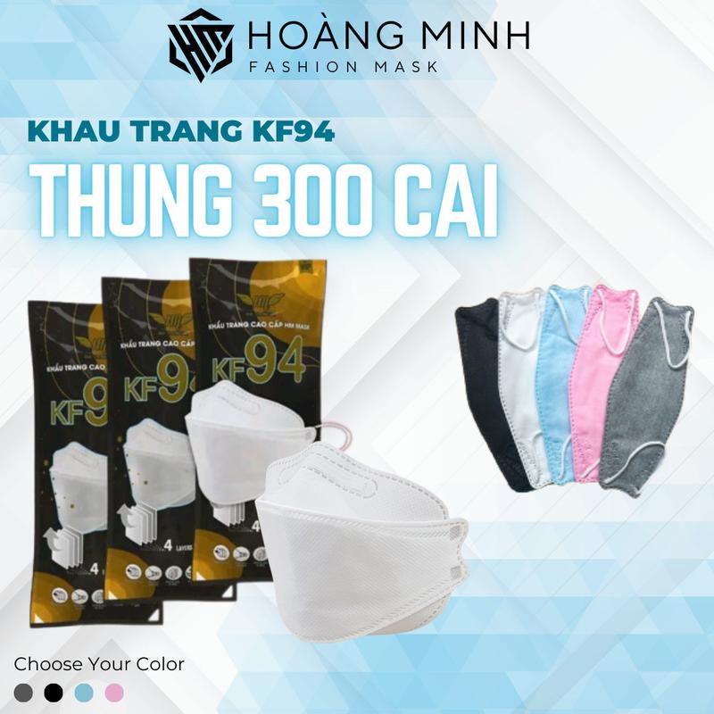  Thùng 300 cái Khẩu trang KF94 Hoàng Minh tặng 4 lớp mềm mịn 