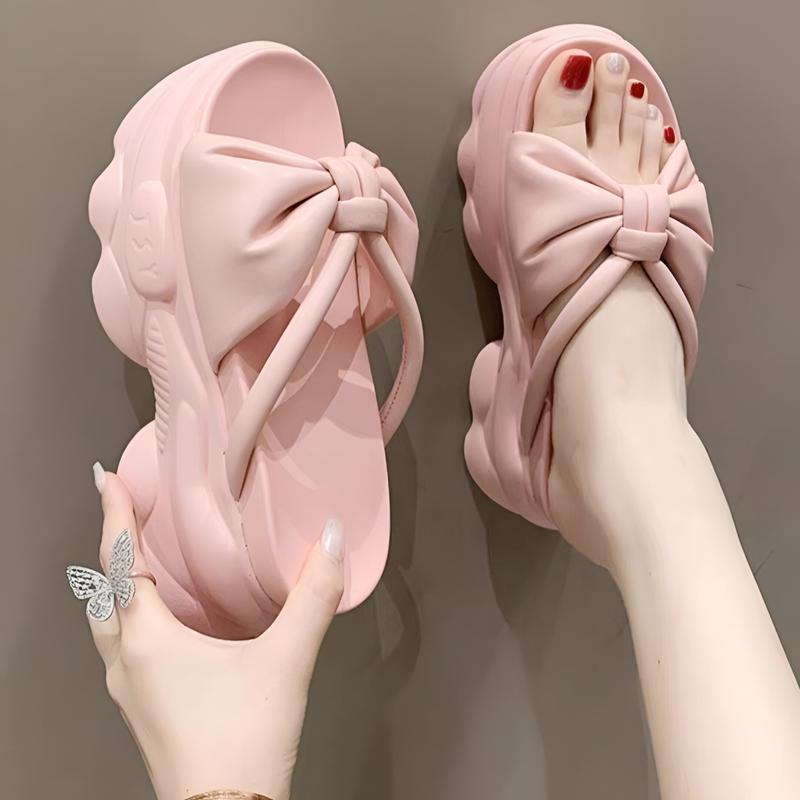 KBo Shop - Dép Bánh Mì Đế Cao 8cm Nơ Dây Thắt Cao Cấp Sang Trọng Nữ DéP GiàY Shoes Sandal Nhung