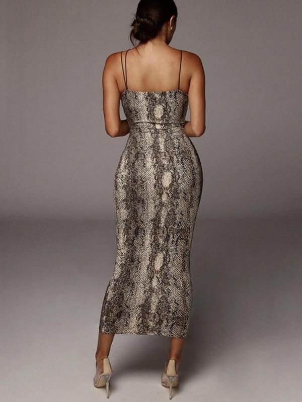 Women's All Over Leopard Print Asymmetrical Cami Dress, Elegant Sleeveless Spaghetti Strap Bodycon Dress for Party Club Night Out, Fashion Sundress, Ladies Summer Clothes, Vacation Dresses 5