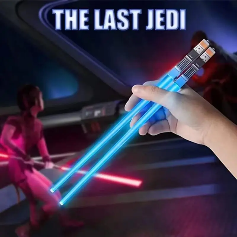 1 Pair StarWar Theme LED Lightsaber Luminous Chinese Reusable Washable Detachable Sushi Chopsticks Kitchen Tableware Cutlery chewbacca mask Thick