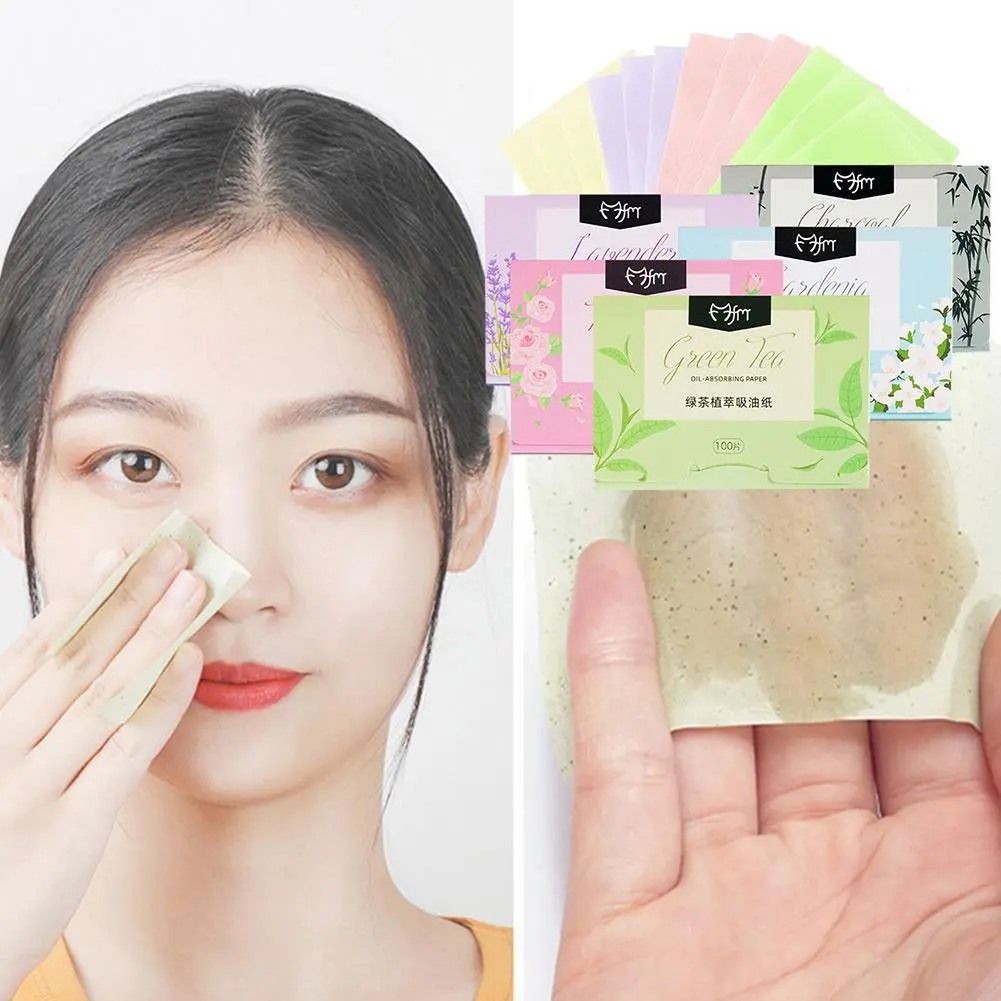 Oil Control Blotting Paper Set 100 Sheets for MakeUp and Facial Cleansing Absorbs Excess Oil Z4C0