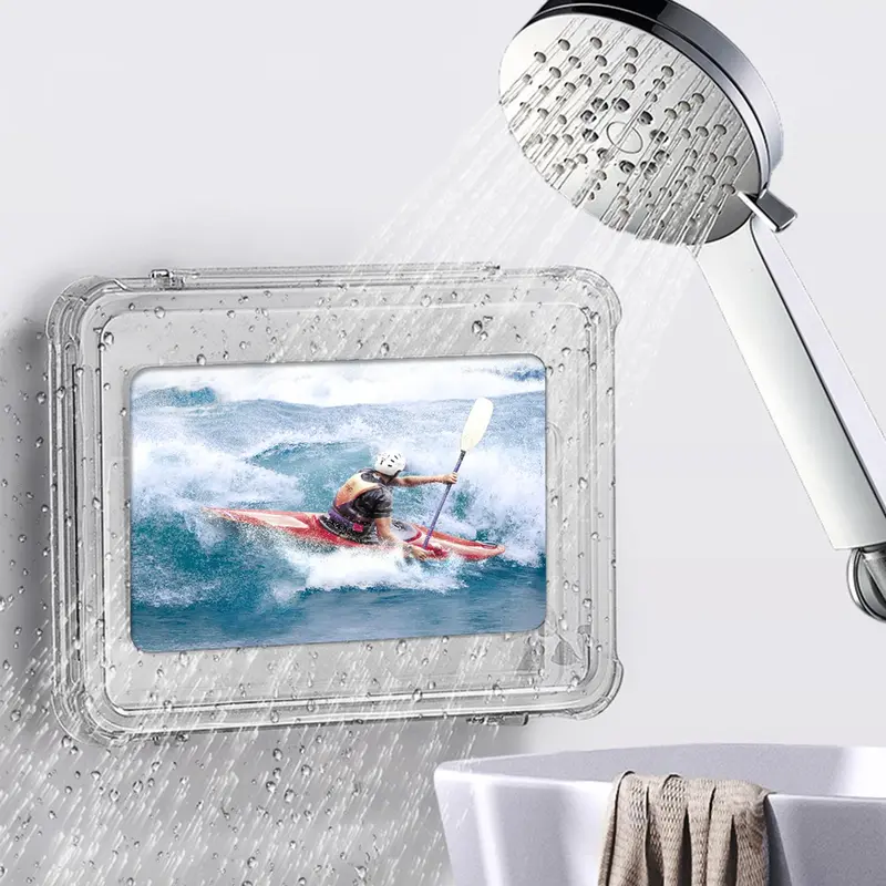 Clear Tablet Holder, Waterproof Tablet Storage Box, Rotatable Tablet Stand, Wall Mounted Tablet Holder, Tablet Accessories for Home Office 2