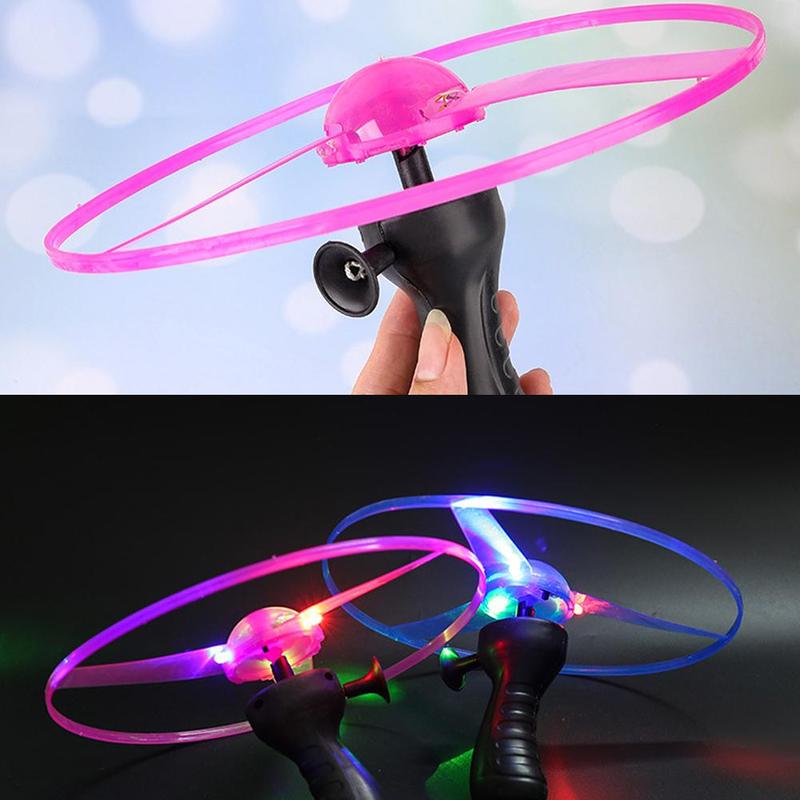 Product Introduction of LED Lighting Frisbee Propeller Helicopter Toy Pull String Flying Saucer UFO Children's Outdoor Luminous Toy 27