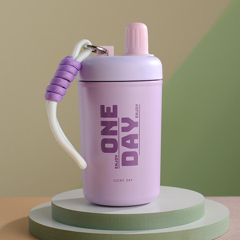 Product Introduction of stainless steel Chihiro thermos cup high appearance level portable thermal insulation with rope straw outdoor accompanying water cup 11