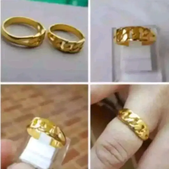 Cincin Titanium Model Rante Warna Gold Anti Karat 3