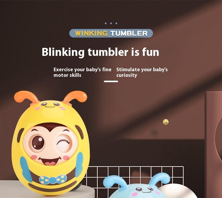 Product Introduction of Children's Nodding Winking Little Bee Roly-Poly Baby Soft Ear Teething Bell Soothing Rattle Roly-Poly 0