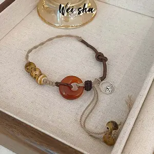 【Wei Sha】Gelang gesper perdamaian amber anak laki  perempuan gelang tenun tangan B832