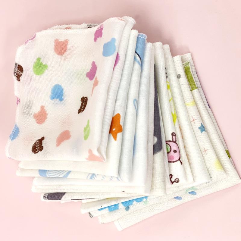 Khăn Tay Gạc Đôi Mật Độ Cao, 20X20Cm, Khăn Mặt Tắm, Gạc In Hoạt Hình, Khăn Vuông Cho Ăn 4