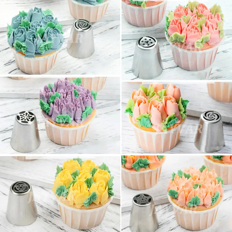 Stainless Steel Flower Frosting Nozzle (7 Counts), Flower Frosting Nozzle, Cake Decorating Tool, Pastry Decorating Tool, Kitchen Accessories 4