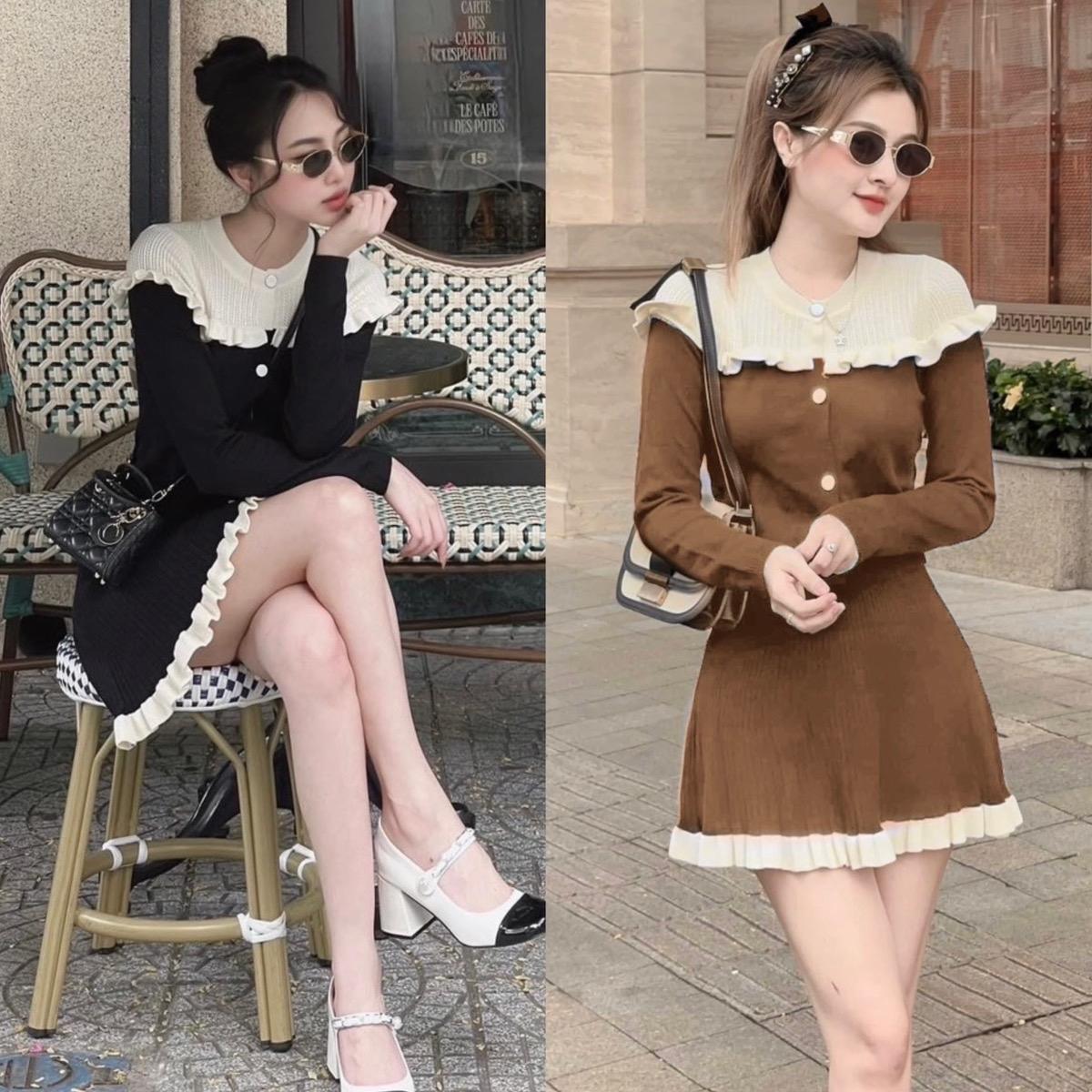 Set Váy Áo Croptop Có Lót Quần Đen Vải Thun Tăm Bigsize 50-100kg Nữ - A.1235