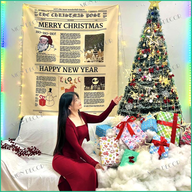 Tranh Vải Treo Tường Trang Trí Noel Thảm Vải Treo Tường Cây Thông Noel 3 size Tặng đinh treo + móc dán