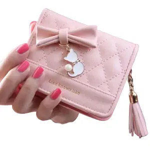 dompet pita lipat-dompet wanita mini koin Kartu Pendek uang baru