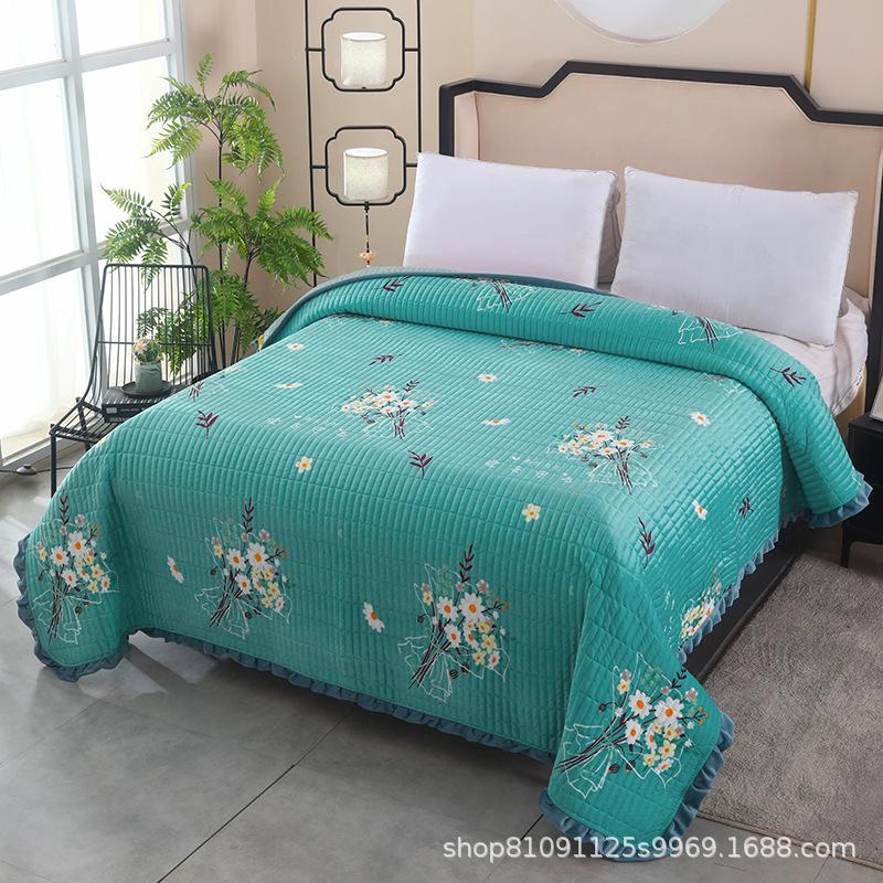 Thickened Milk Fiber Bedspread Cotton Padded Thickened Crystal Velvet Blanket Non-Static Thermal Bed Sheet Dormitory Home Bedspread 1