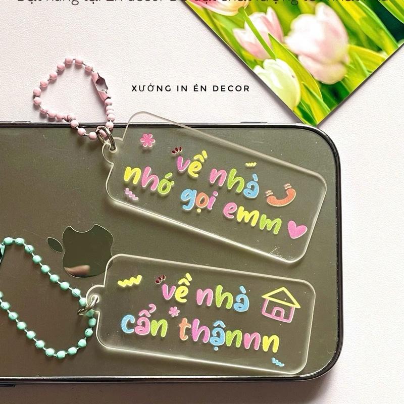 Móc khoá lời nhắn nền trong sieu cute