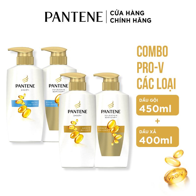 VÕ HÀ LINH X P&G Combo Dầu Gội Và Dầu Xả PANTENE Pro-V Dưỡng Mềm Mượt Hỗ Trợ Phục Hồi Hư Tổn - Chai 450ML&400ML Bao Bì Tiếng Nhật