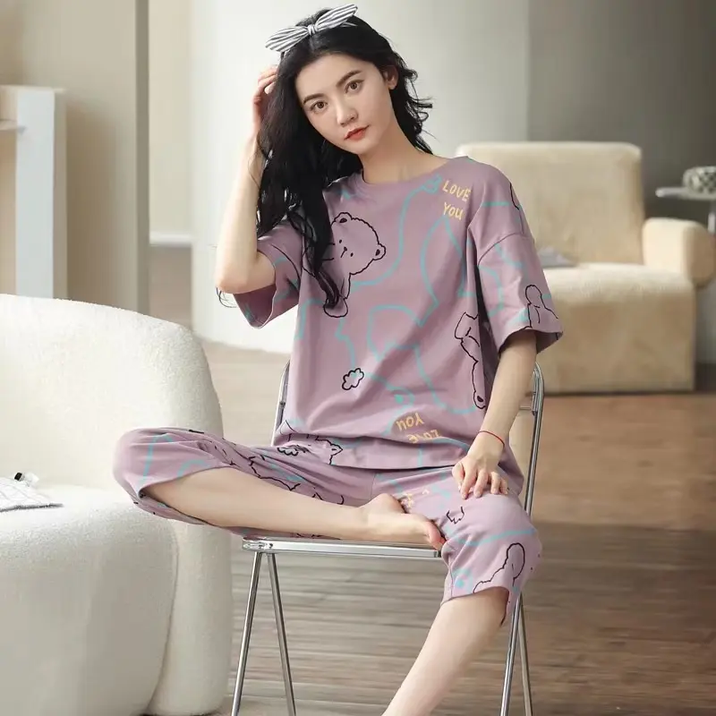 Đồ Ngủ Nữ, Phong Cách Nhật Bản Hoạt Hình, Dễ Thương, Ngắn Tay, Cỡ Lớn Women Áo 3
