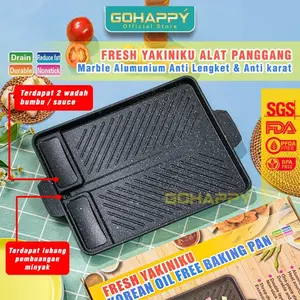 [TURUNHARGA] YAKINIKU BBQ GRILL PAN Panggangan Marble Panci Pemanggang ANTI LENGKET - anti karat - ALAT PANGGANG BARBEQUE DIATAS KOMPOR