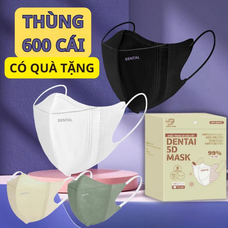 ( TẶNG 10 CÁI 5D ) Thùng 610 chiếc Khẩu Trang 5D người lớn DENTAL MASK chính hãng cao cấp dày dặn , khẩu trang chống nắng tia uv và nước Phụ Kiện Accessories khẩu trang