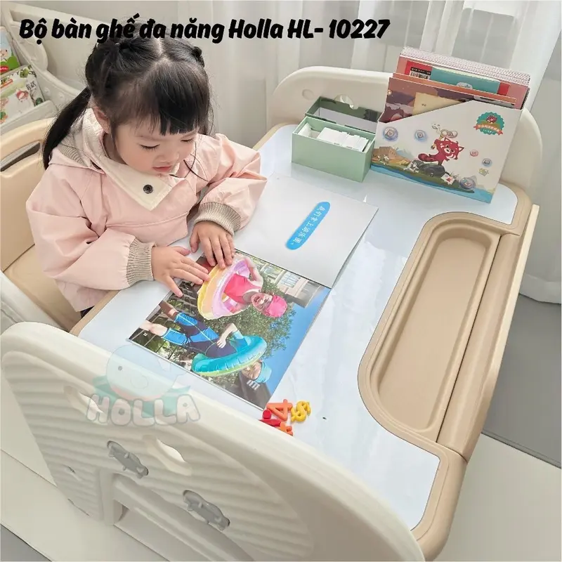 ￼Bộ Bàn Ghế Đa Năng HOLLA HL 10227 Bảng Vẽ Kiêm Bàn Học Thông Minh Tặng Kèm Ghế Cho Bé 2