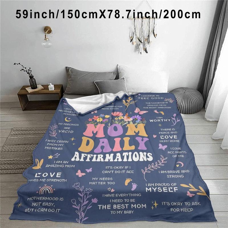 Floral & Letter Pattern Blanket, 1 Count Modern Soft Throw Blanket, Air-conditioned Room Blanket, Warm Nap Blanket for Home Office Travel Camping 2