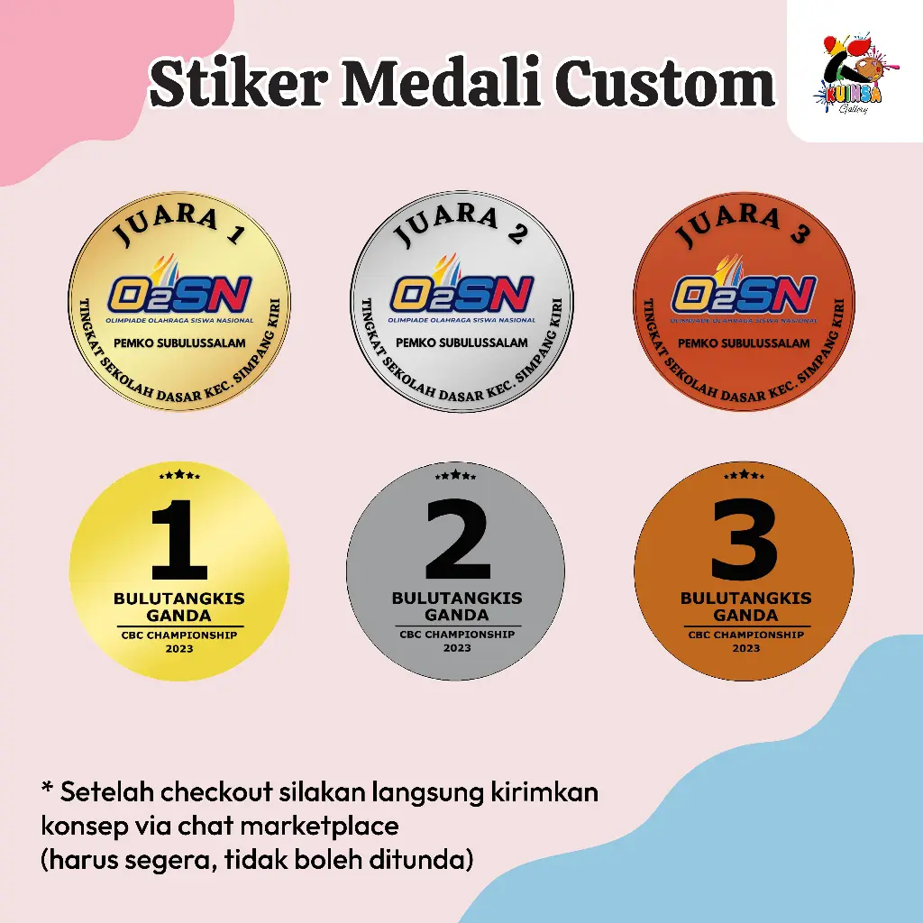 MEDALI CUSTOM STICKER PLUS TALI 11k Foto Paper Stationery