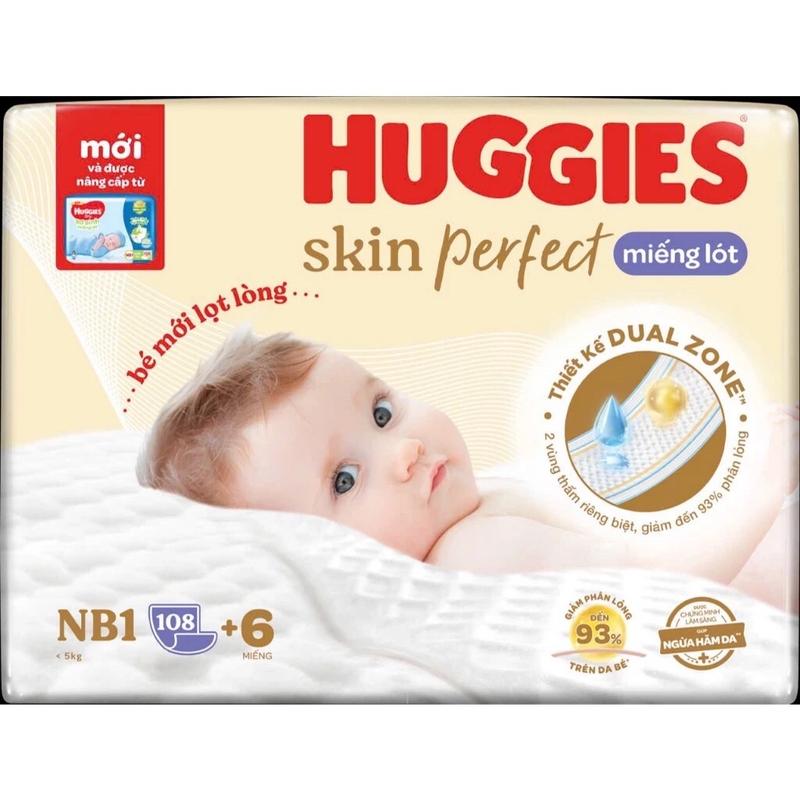 Miếng lót sơ sinh Huggies Skin Perfect NB1 108 tặng 6 miếng cho bé dưới 5kg Voi tả lót Bỉm