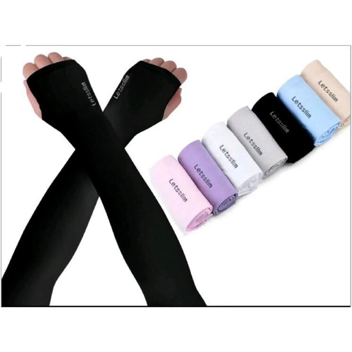 Bộ 10 Đôi Găng Tay Chống Nắng Let's Slim Fullbox Ngăn Tia UV Nhiều Màu - Voi, Voan