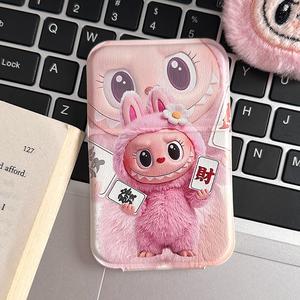 Cermin Solek Labubu, Reka Bentuk Comel dan Baharu, Boleh Dilipat dan Mudah Alih, Cermin Solek Pegang Tangan, Cermin Kecil Indah