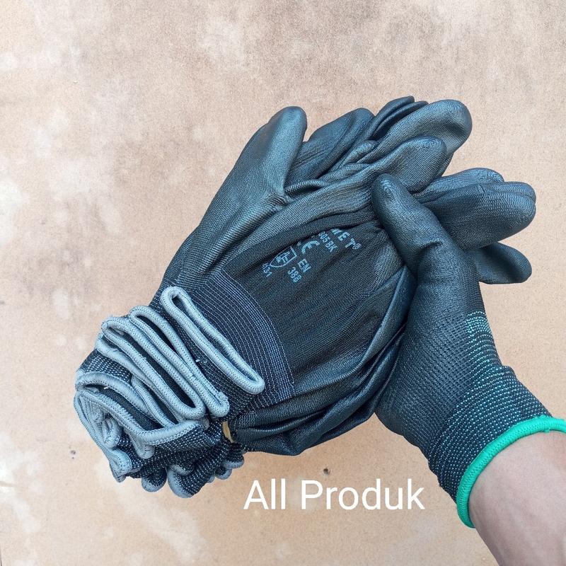 Product Introduction of GROSIR 12 Pasang sarung tangan comet hitam safety kerja berkendara palmfitpu glove Karet 3