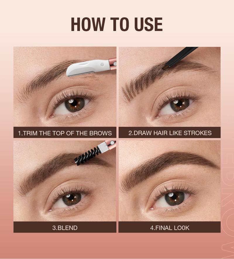 Product Introduction of O.TWO.O 3 In 1 Eyebrow Pencil With Eye Brow Razor Waterpoof 24HR Naturally Defined 0.5mm-4mm Easy to Makeup Kits 10