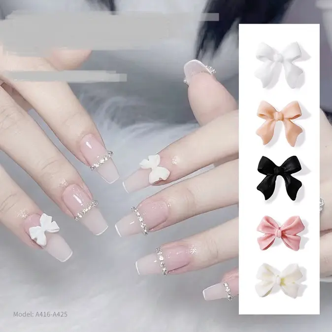 Charm nail charm nơ phụ kiện nail giá rẻ dùng kèm với sơn móng tay trang trí móng loại A 1