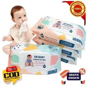[TR] 6 Pack Tisu Basah Bayi Dr Baby Non Parfume Non Alkohol Isi 80 Lembar 100% Pure Water Cleaning Wet Wipes Tissue Tisu Basah Bayi Dr Baby