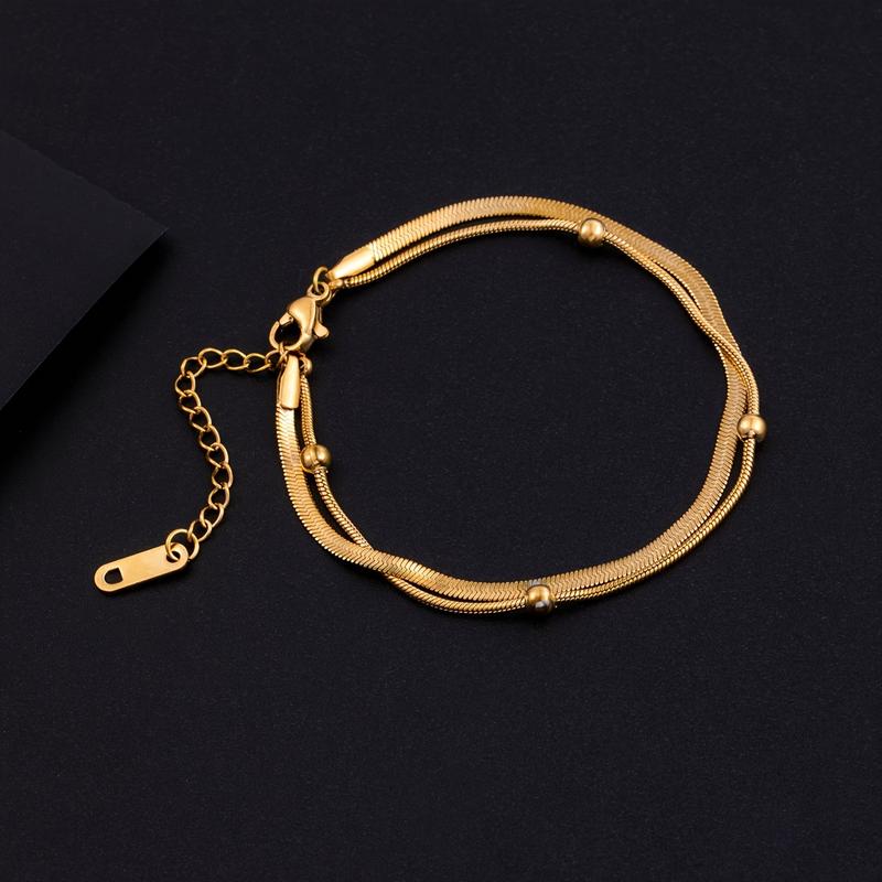 Product Introduction of 1pc Double Layers 18K Plated Hand Chain Bracelet Adjustable Hand Jewelry Decoration For Women 1