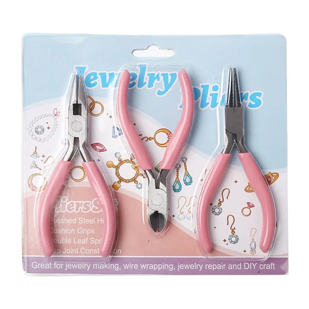YLu 3 in 1 Jewelry Pliers Set Needle-Nose Pliers, Diagonal Pliers and Round Nose Pliers for Crafting Jewellery Art Project