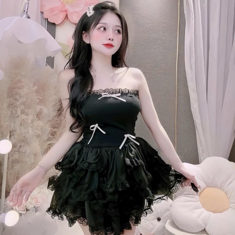 Đầm váy nữ cúp ngực phối ren đính nơ chất tăm xinh xắn phù hợp cho các nàng diện đi chơi đi tiệc, dể thương sang chảnh Top Women 4