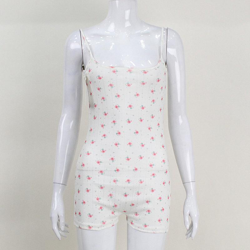 Women's Bodysuit ,Women Floral Jumpsuit, Backless Sleeveless Tie-up Slim Fit Summer Bodysuit Clubwear 3