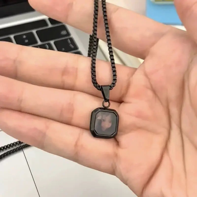 Vòng Cổ Thay Đổi Nhiệt Độ, Có Thể Tùy Chỉnh Với Ảnh Chụp Ảnh Nhiệt, Vòng Cổ Cặp Đôi Được Kích Hoạt Nhiệt Hình Vuông Họa Tiết, Vòng Cổ Thay Đổi Màu Sắc Theo Nhiệt Độ Cơ Thể, Bộ Sưu Tập Ngày Bán Chạy 30 Ngày, Năm 2025, 4208 Miếng 4