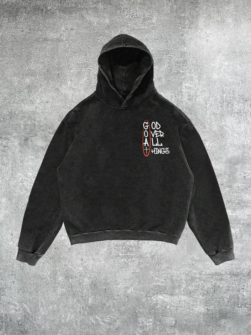 Product Introduction of Men's Letter Print Hoodie, Street Fashion Long Sleeve Hooded Sweatshirt for Daily Holiday Outdoor Wear, Men Clothes for Fall & Winter, Cotton 2