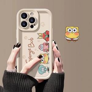Cute Casing Spongebob phone case for iPhone 15 14 13 12 11 pro Max 6 7 8 x XS Max case for Girls Women Full Protection Shockproof Soft Protective Case Rubber Silicone Case