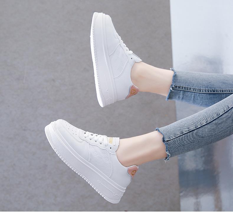 Product Introduction of Platform White Shoes Women's 2024 New Autumn Thin Breathable Sneakers Western Style Leisure Women's Shoes Short Women's White 13