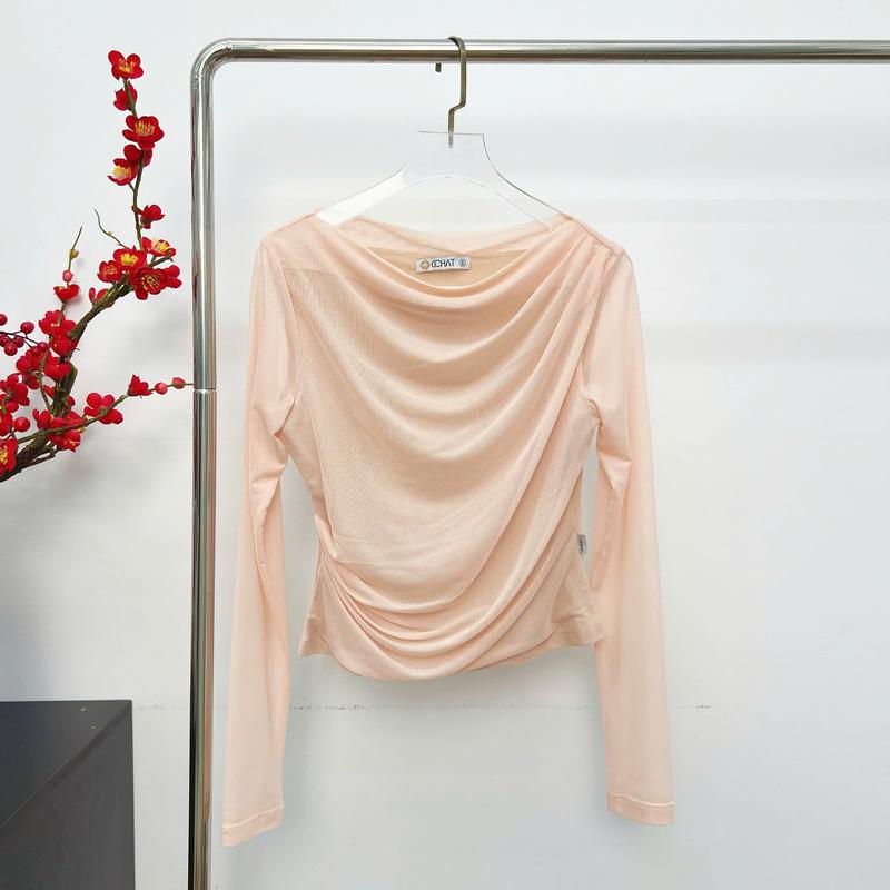 Product Introduction of Áo Nữ CChat Women Top Dáng Ôm Chất Lưới Xếp Vai Vải Nhập Khẩu 23TDC2013OT 9
