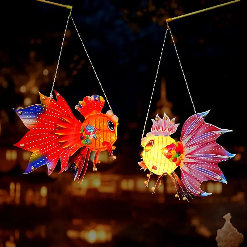 2024 Lantern Children's Hand-Held Goldfish Non-Heritage Fancy Carp Festive Lantern Handmade Creative DIY Material Package Decoration Decor Ornaments