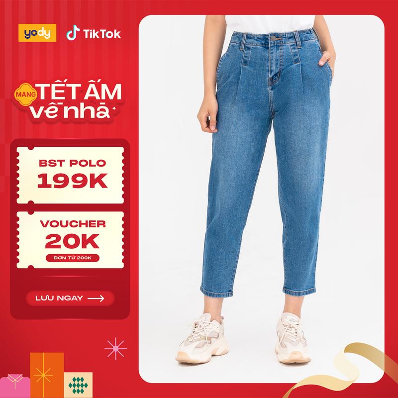 YODY Quần Jean Baggy Nữ Cạp Cao Tôn Dáng Che Khuyết Điểm Có Size Bigsize QJN3076