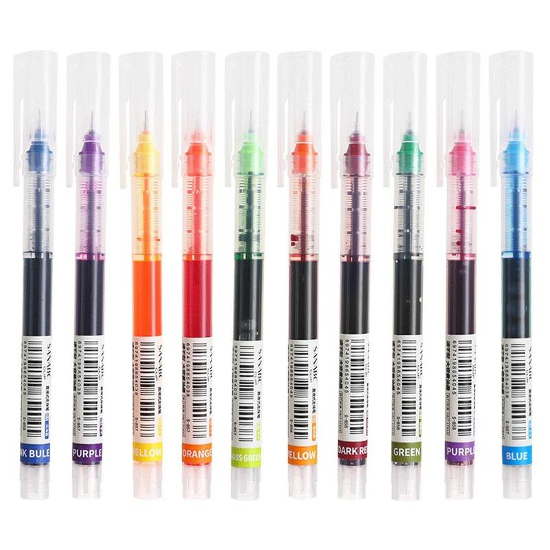 0.5mm Colorful Gel Pen Set, 10pcs Household Bundle Simple Portable Multi-purpose Gel Rollerball Pen Set for Office, Student, Writing 7